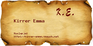 Kirrer Emma névjegykártya